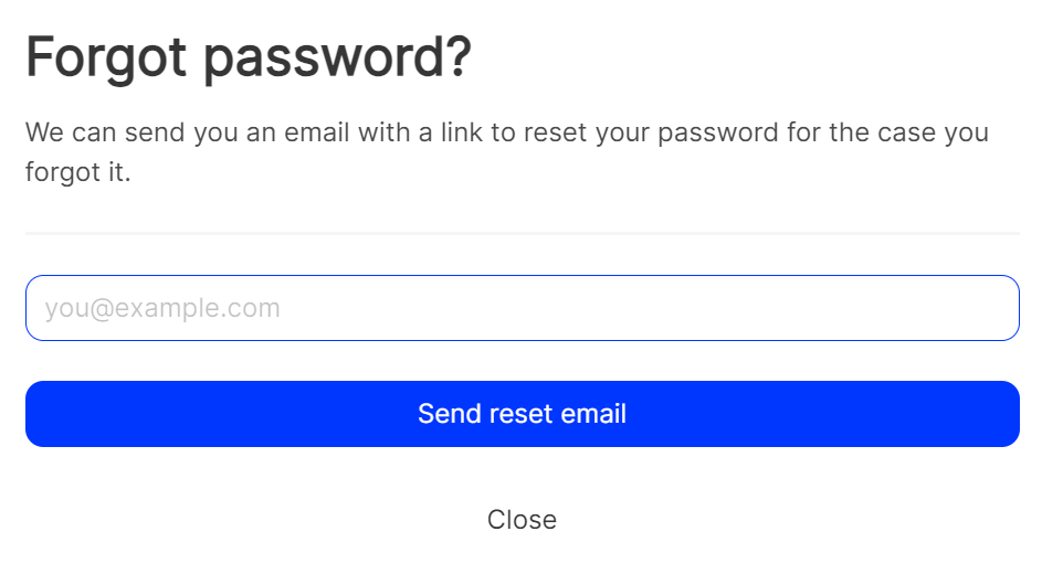 An image of the forgot password form